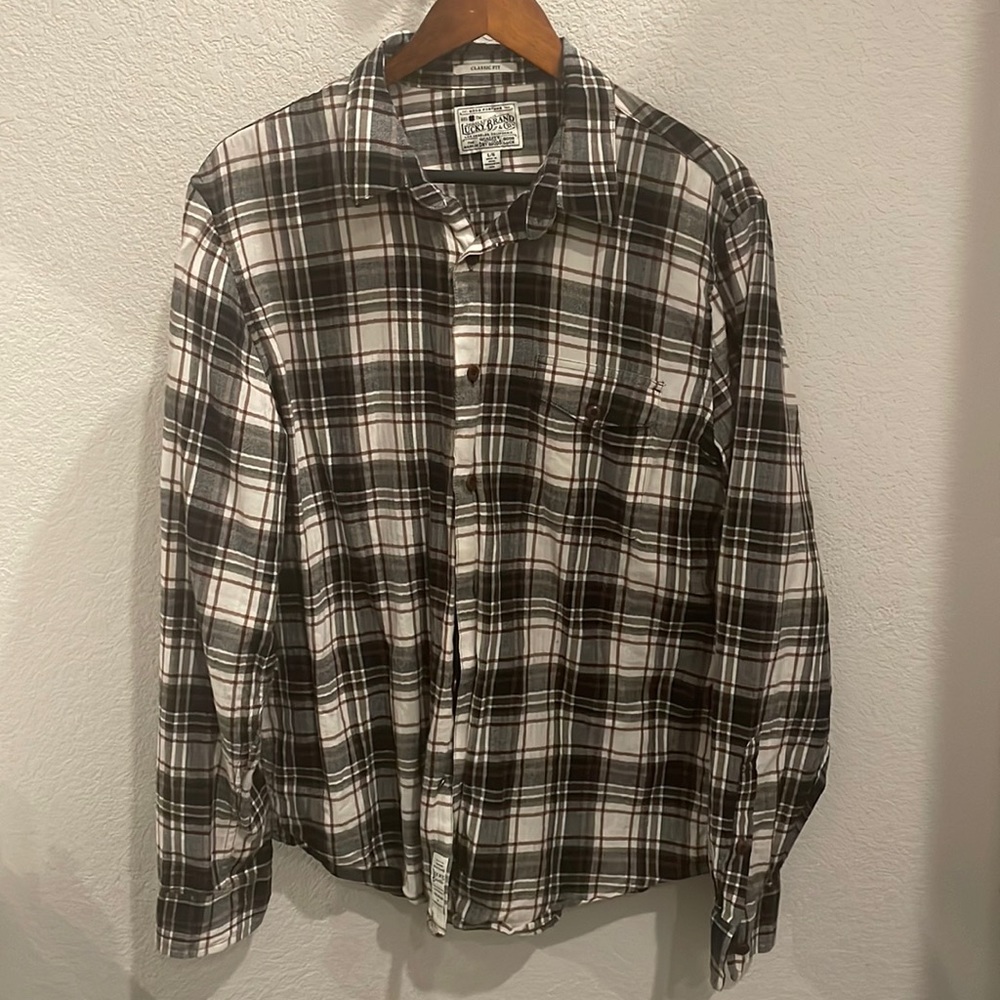 Lucky Brand Classic Fit Men’s Button Up Plaid Size Large